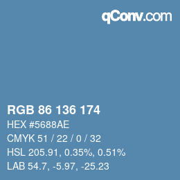 Color code: RGB 86 136 174 | qconv.com