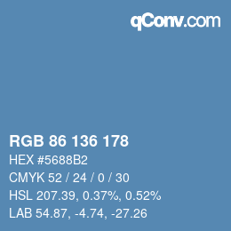 Color code: RGB 86 136 178 | qconv.com