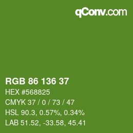Color code: RGB 86 136 37 | qconv.com