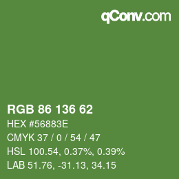 Color code: RGB 86 136 62 | qconv.com