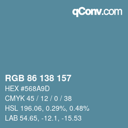 Color code: RGB 86 138 157 | qconv.com