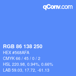 カラーコード: RGB 86 138 250 | qconv.com