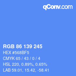 カラーコード: RGB 86 139 245 | qconv.com
