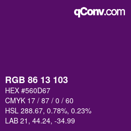 カラーコード: RGB 86 13 103 | qconv.com