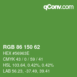 カラーコード: RGB 86 150 62 | qconv.com