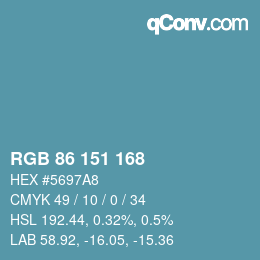 カラーコード: RGB 86 151 168 | qconv.com