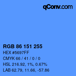 Color code: RGB 86 151 255 | qconv.com