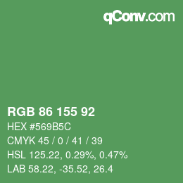 カラーコード: RGB 86 155 92 | qconv.com