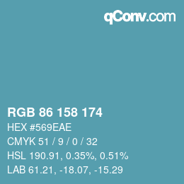 Color code: RGB 86 158 174 | qconv.com