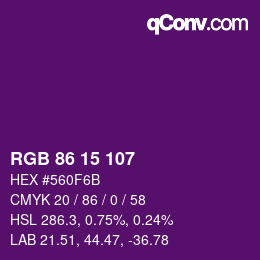 カラーコード: RGB 86 15 107 | qconv.com