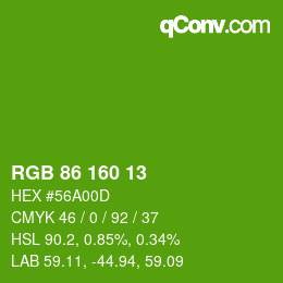 Color code: RGB 86 160 13 | qconv.com