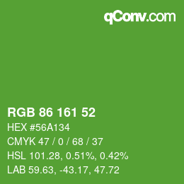 颜色代码: RGB 86 161 52 | qconv.com