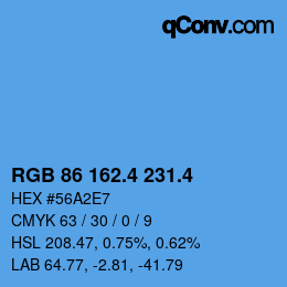 カラーコード: RGB 86 162.4 231.4 | qconv.com