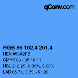 カラーコード: RGB 86 162.4 251.4 | qconv.com