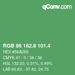 カラーコード: RGB 86 162.8 101.4 | qconv.com