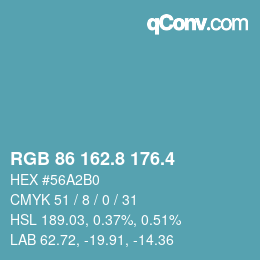 カラーコード: RGB 86 162.8 176.4 | qconv.com