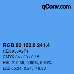 カラーコード: RGB 86 162.8 241.4 | qconv.com