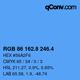カラーコード: RGB 86 162.8 246.4 | qconv.com