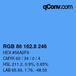カラーコード: RGB 86 162.8 246 | qconv.com