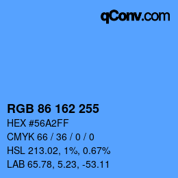 カラーコード: RGB 86 162 255 | qconv.com