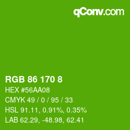 Color code: RGB 86 170 8 | qconv.com