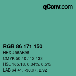 Color code: RGB 86 171 150 | qconv.com