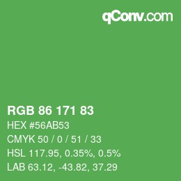 Code couleur: RGB 86 171 83 | qconv.com