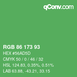 カラーコード: RGB 86 173 93 | qconv.com