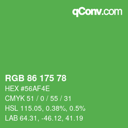 カラーコード: RGB 86 175 78 | qconv.com