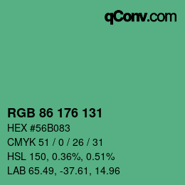 颜色代码: RGB 86 176 131 | qconv.com