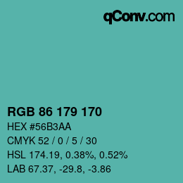 Farbcode: RGB 86 179 170 | qconv.com