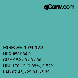 Farbcode: RGB 86 179 173 | qconv.com