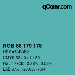 Code couleur: RGB 86 179 178 | qconv.com