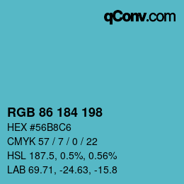 Color code: RGB 86 184 198 | qconv.com