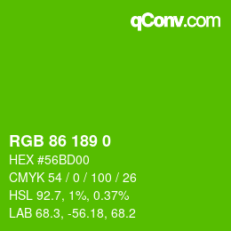 Color code: RGB 86 189 0 | qconv.com