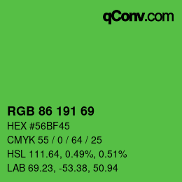 Color code: RGB 86 191 69 | qconv.com