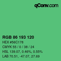 カラーコード: RGB 86 193 120 | qconv.com