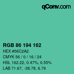 Color code: RGB 86 194 162 | qconv.com