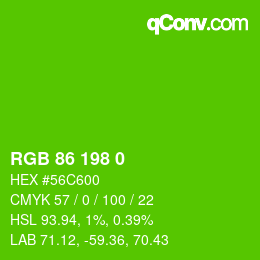 Color code: RGB 86 198 0 | qconv.com