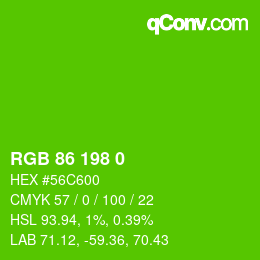 Color code: RGB 86 198 0 | qconv.com