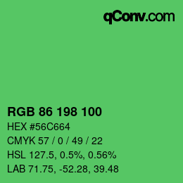 Color code: RGB 86 198 100 | qconv.com