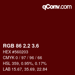カラーコード: RGB 86 2.2 3.6 | qconv.com