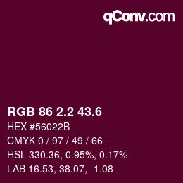 カラーコード: RGB 86 2.2 43.6 | qconv.com