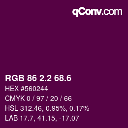 カラーコード: RGB 86 2.2 68.6 | qconv.com