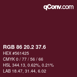 カラーコード: RGB 86 20.2 37.6 | qconv.com