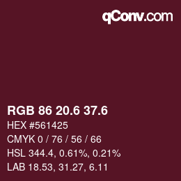 カラーコード: RGB 86 20.6 37.6 | qconv.com