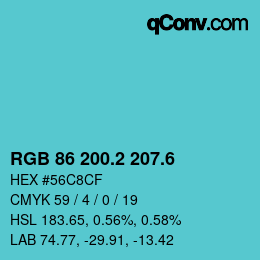 カラーコード: RGB 86 200.2 207.6 | qconv.com