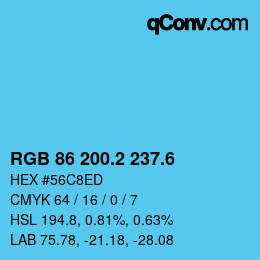 カラーコード: RGB 86 200.2 237.6 | qconv.com