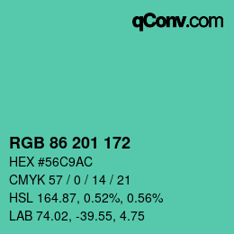 Color code: RGB 86 201 172 | qconv.com