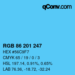Color code: RGB 86 201 247 | qconv.com